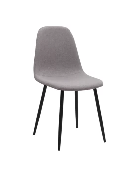 Iris Megapap fabric dining chair in beige color with black metal leg 43x50x85cm.