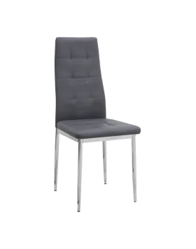 Rosa Megapap PU Leather dining chair in grey color with chrome metal leg 41x48x98cm.