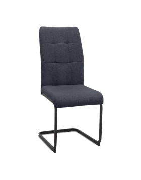 Laura Megapap fabric dining chair in anthracite color with black metal base 42x58x98cm.
