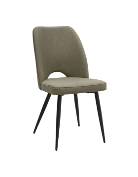 Christy Megapap fabric dining chair in olive color with black metal leg 47x59x90cm.