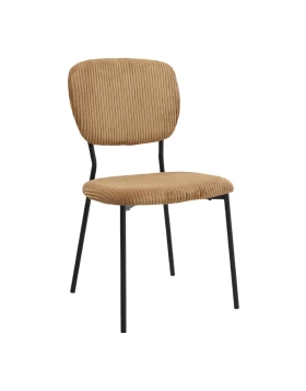 Kevin Megapap fabic dining chair in yellow color with black metal legs 48x51x87cm.