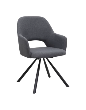 Gabriel Megapap fabric dining armchair in grey color with black metal leg 58x60x85cm.