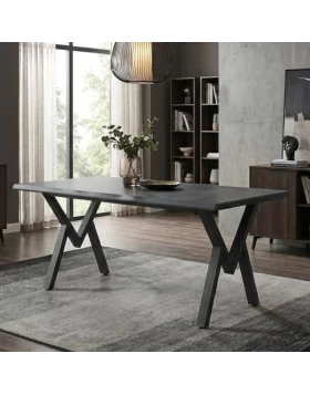 Walter Megapap Mdf/metallic table in dark grey concrete color 160x80x75cm.