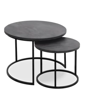 Gary Megapap Mdf/metallic coffee tables in dark grey concrete color 65x65x44cm.