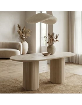 Hazar Megapap MDF dining table in travertine - sandstone color 180x90x77cm.