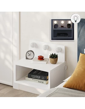 Treo Megapap wall mounted nighstand with LED light in white color 40x30x33.8cm.