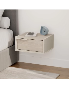 Eco Megapap melamine wall mounted nightstand in sandstone - light oak color 40x33x18.5cm.