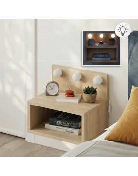 Κομοδίνο επιτοίχιο Treo Megapap με LED χρώμα sapphire oak 40x30x33,8εκ.