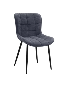 Chiara Megapap fabric dining chair in anthracite color with black metal leg 48x58x81cm.