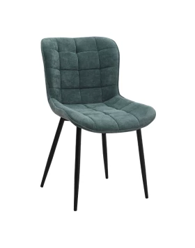 Chiara Megapap fabric dining chair in green color with black metal leg 48x58x81cm.