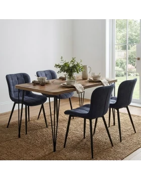 Dining room set 5pcs Roger - Chiara Megapap Mdf - fabric acacia color - anthracite 120x70x75cm.