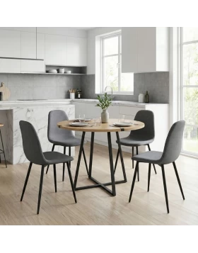 Dining room set 5pcs Rubes - Iris Megapap oak color - grey Ø100x78cm.