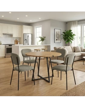Dining room set 5pcs Rubes - Kevin Megapap oak color - olive Ø100x78cm.