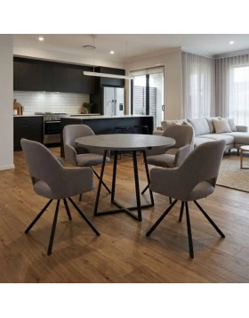 Dining room set 5pcs Rubes - Gabriel Megapap concrete gret color - beige Ø100x78cm.
