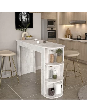Τραπέζι μπαρ Vigne Megapap χρώμα λευκό εφέ μαρμάρου 150x51,6x101,8εκ.