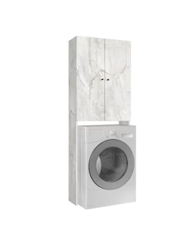 Romme Megapap melamine laundry machine cabinet in white marble color 65x27,1x180cm.