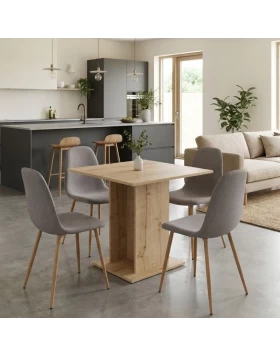 Dining room set 5pcs Allos - Iris Megapap sapphire oak color - beige 75x75x77cm.