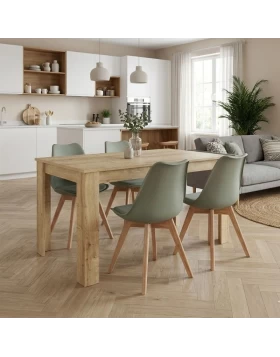 Dining room set 5pcs Darlen - Viva Megapap sapphire oak color - green 125x72x74cm.