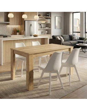 Σετ τραπεζαρία 5τμχ Darlen - Viva Megapap χρώμα sapphire oak - λευκό 125x72x74εκ.