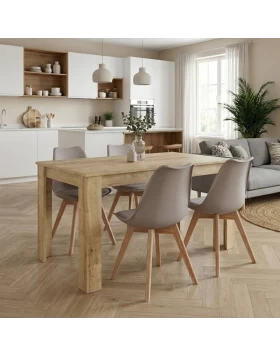 Σετ τραπεζαρία 5τμχ Darlen - Viva Megapap χρώμα sapphire oak - cappuccino 125x72x74εκ.