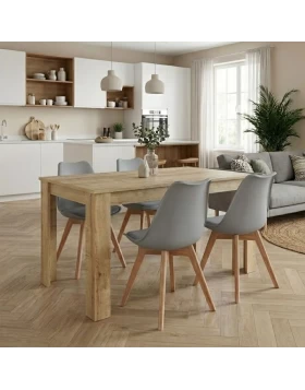Dining room set 5pcs Darlen - Viva Megapap sapphire oak color - grey 125x72x74cm.