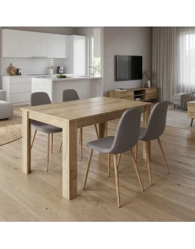 Dining room set 5pcs Darlen - Iris Megapap sapphire oak color - beige 125x72x74cm.