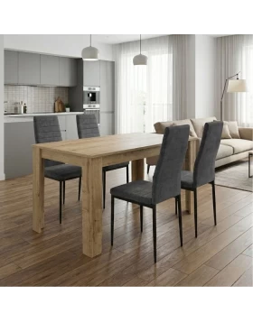 Dining room set 5pcs Darlen - Rosa Megapap sapphire oak color - grey 125x72x74cm.