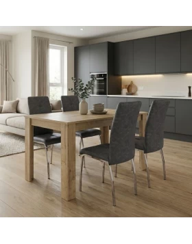 Dining room set 5pcs Darlen - Alma Megapap sapphire oak color - grey 125x72x74cm.