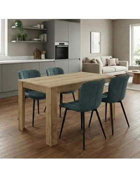 Σετ τραπεζαρία 5τμχ Darlen - Chiara Megapap χρώμα sapphire oak - πράσινο 125x72x74εκ.