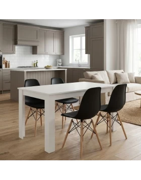 Dining room set 5pcs Darlen - Nova Megapap white color - black 125x72x74cm.
