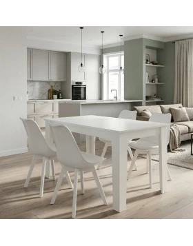 Σετ τραπεζαρία 5τμχ Darlen - Viva Megapap χρώμα λευκό 125x72x74εκ.
