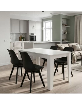 Dining room set 5pcs Darlen - Viva Megapap white color - black 125x72x74cm.
