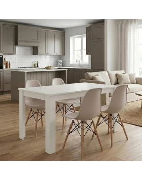Dining room set 5pcs Darlen - Nova Megapap white color - cappuccino 125x72x74cm.