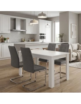 Dining room set 5pcs Darlen - Laura Megapap white color - grey 125x72x74cm.