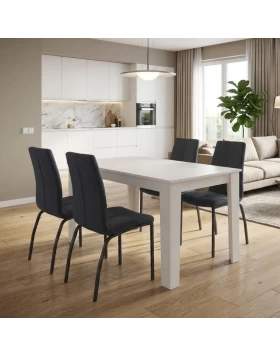 Dining room set 5pcs Darlen - Fina Megapap white color - anthracite 125x72x74cm.
