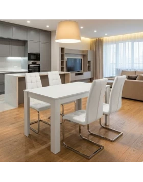 Dining room set 5pcs Darlen - Vela Megapap white color 125x72x74cm.