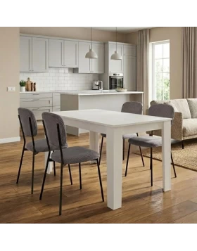 Σετ τραπεζαρία 5τμχ Darlen - Kevin Megapap χρώμα λευκό - γκρι 125x72x74εκ.