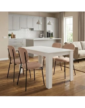 Dining room set 5pcs Darlen - Kevin Megapap white color - mocha 125x72x74cm.