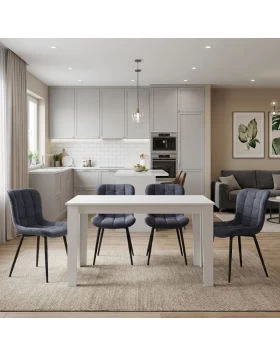 Dining room set 5pcs Darlen - Chiara Megapap white color - anthracite 125x72x74cm.
