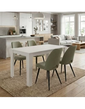 Dining room set 5pcs Darlen - Christy Megapap white color - olive 125x72x74cm.