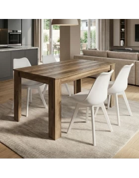 Dining room set 5pcs Darlen - Viva Megapap walnut color - white 125x72x74cm.