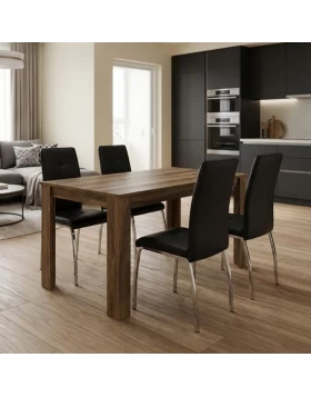 Dining room set 5pcs Darlen - Alma Megapap walnut color - black 125x72x74cm.