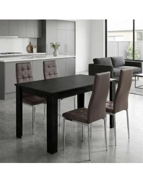 Dining room set 5pcs Darlen - Rosa Megapap sencron black color - brown 125x72x74cm.
