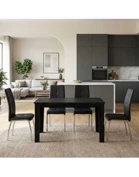 Σετ τραπεζαρία 5τμχ Darlen - Alma Megapap χρώμα sencron black - μαύρο 125x72x74εκ.