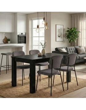 Dining room set 5pcs Darlen - Kevin Megapap sencron black color - grey 125x72x74cm.