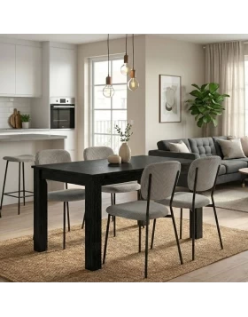 Σετ τραπεζαρία 5τμχ Darlen - Kevin Megapap χρώμα sencron black - λαδί 125x72x74εκ.