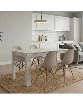 Dining room set 5pcs Darlen - Nova Megapap white marble color - cappuccino 125x72x74cm.
