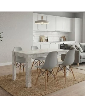 Dining room set 5pcs Darlen - Nova Megapap white marble color - grey 125x72x74cm.