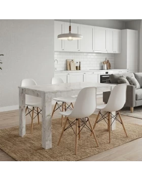 Dining room set 5pcs Darlen - Nova Megapap white marble color - white 125x72x74cm.