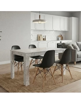 Dining room set 5pcs Darlen - Nova Megapap white marble color - black 125x72x74cm.